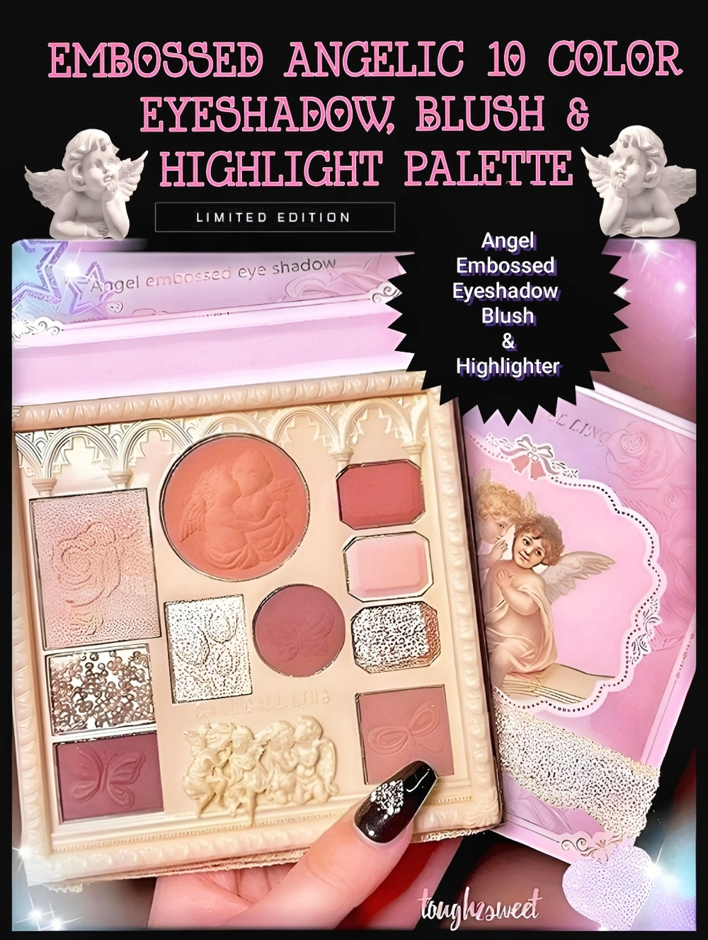 🆕EMBOSSED ANGELIC 10 COLOR EYESHADOW, BLUSH & HIGHLIGHT PALETTE